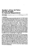 Southern Africa : US policy and the struggle for national independence