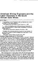 American mining engineers and the labor structure in the South African gold mines