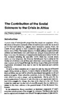 The contribution of the social sciences to the crisis in Africa