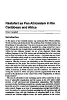Rastafari as Pan Africanism in the Caribbean and Africa
