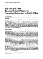 The 1994 and 1999 electoral process/systems : promoting democracy in South Africa