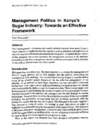 Management politics in Kenya's sugar industry : towards an effective framework