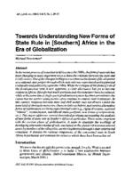 Towards understanding new forms of state rule in [Southern] Africa in the era of globalization