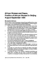 African women and peace, poistion of African women in Beijing August-September 1995