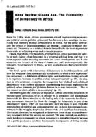 Book review : The feasibility of democracy in Africa. By Claude Ake. Dakar: Codesria Book Series, 2000