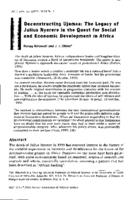 Deconstructing Ujamaa : the legacy of Julius Nyerere in the quest for social and economic development in Africa
