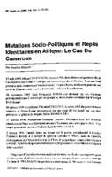 Mutations socio-politiques et replis identitaires en Afrique : le cas du Cameroun