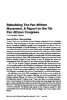 Rebuilding the Pan African movement, a report on the 7th Pan African Congress : don't agonise, organise