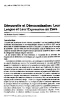 Démocratie et démocratisation : Leur langue et leur expression au Zaire