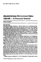 Abudulrahman Mohammed Babu 1924-96 -- a personal memoir