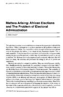 Matters arising : African elections and the problem of electoral administration
