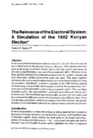The relevance of the electoral system : a simulation of the 1992 Kenyan election
