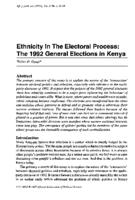 Ethnicity In the electoral process : the 1992 general elections in Kenya