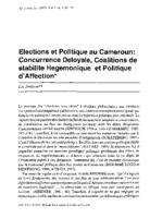 Elections et politique au Cameroun : concurrence déloyale, coalitions de stabilité hégmonique et politique d'Affection