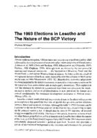 The 1993 elections in Lesotho and the nature of the BCP victory