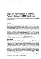 Regional polarisation in voting pattern : Malawi's 1994 elections
