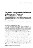 The role of intellectuals in the struggle for democracy, peace and reconstruction in Africa