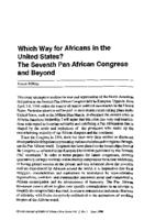 Which way for Africans in the United States? The Seventh Pan African Congress and beyond