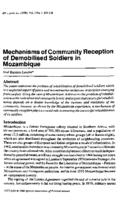 Mechanisms of community reception of demobilised soldiers in Mozambique