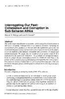 Interrogating our past : colonialism and corruption in Sub-Saharan Africa