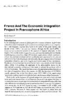 France and the economic integration project in Francophone Africa