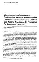 L'implication des puissances occidentales dans les processus de démocratisation en Afrique : analyse des actions américaine et française au Cameroun (1989-1997)