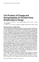 The problem of change and reorganisation of the one-party dictatorship in Congo