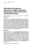 Ethnicity and transition to democracy in Nigeria : explaining the passing of authoritarian rule in a multi-ethnic society