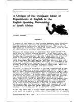 A critique of the dominant ideas in departments of English in the English-Speaking universities of South Africa