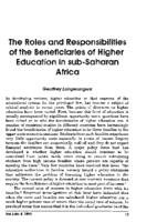 The roles and responsibilities of the beneficiaries of higher education in sub-Saharan Africa
