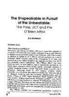 The unspeakable in pursuit of the unbeatable : the press, UCT and the O'Brien affair