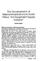 The development of telecommunications in South Africa : the equipment supply industry
