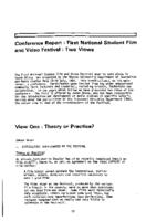 Conference report : First National Student Film and Video Festival|nView 1|pTheory or practice?