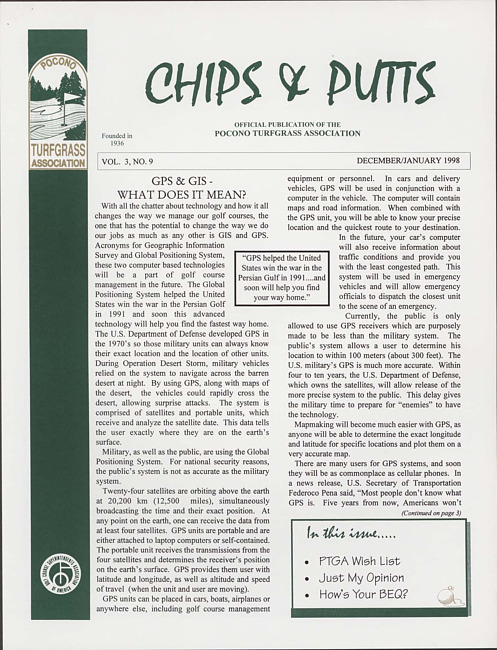 Chips & putts. Vol. 3 no. 9 (1997 December/1998 January)