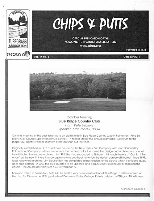Chips & putts. Vol. 17 no. 6 (2011 October)