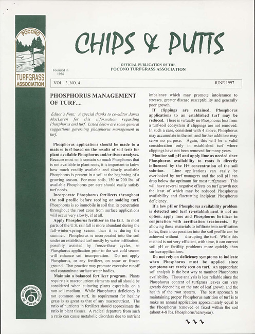 Chips & putts. Vol. 3 no. 4 (1997 June)