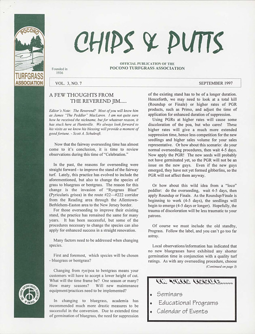 Chips & putts. Vol. 3 no. 7 (1997 September)