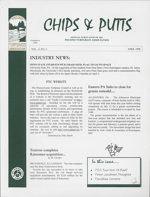 Chips & putts. Vol. 4 no. 2 (1998 April)