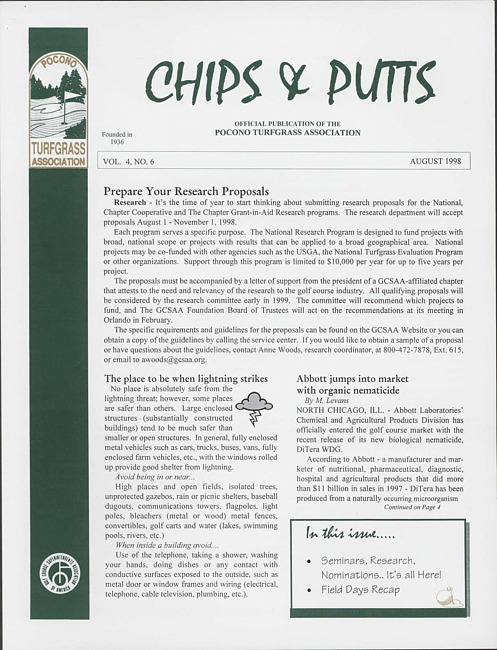 Chips & putts. Vol. 4 no. 6 (1998 August)