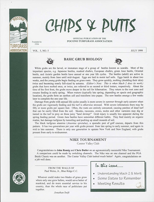 Chips & putts. Vol. 5 no. 5 (1999 July)