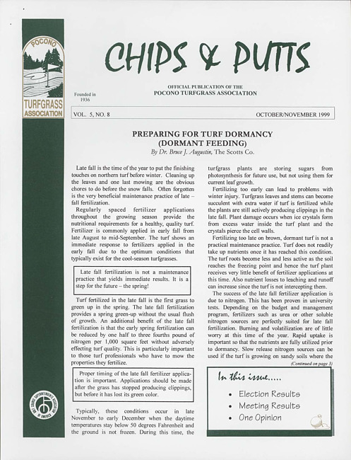 Chips & putts. Vol. 5 no. 8 (1999 October/November)