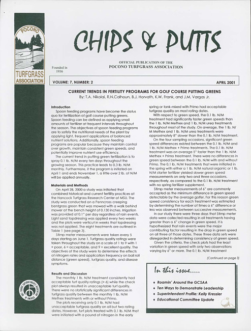 Chips & putts. Vol. 7 no. 2 (2001 April)