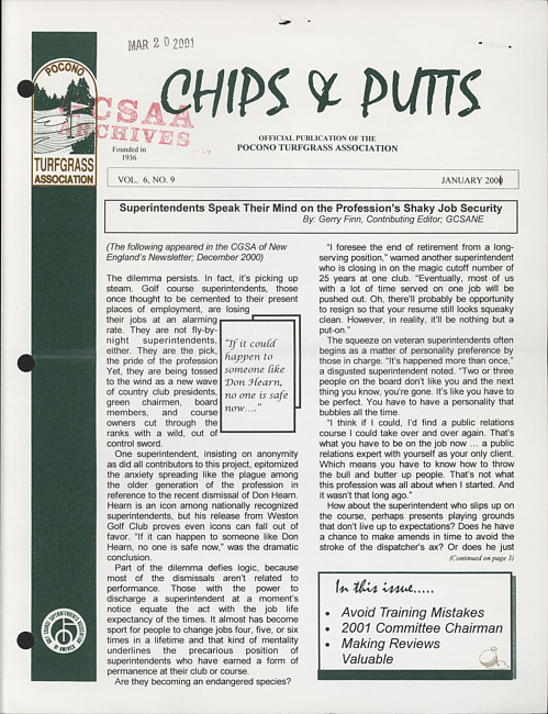 Chips & putts. Vol. 6 no. 9 (2001 January)