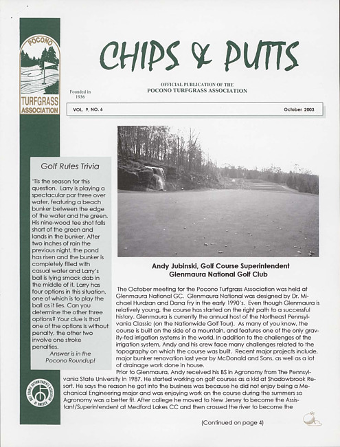 Chips & putts. Vol. 9 no. 6 (2003 October)