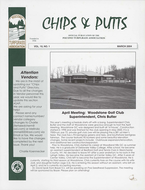 Chips & putts. Vol. 10 no. 1 (2004 March)