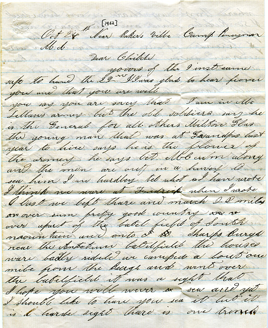 Abel Peck Letter : October 24, 1862