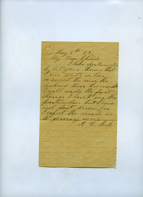 Abel Peck Letter : May 8, 1863
