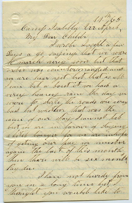 Abel Peck Letter : April 19, 1863