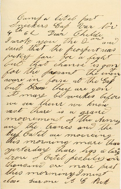 Abel Peck Letter : November 4, 1862