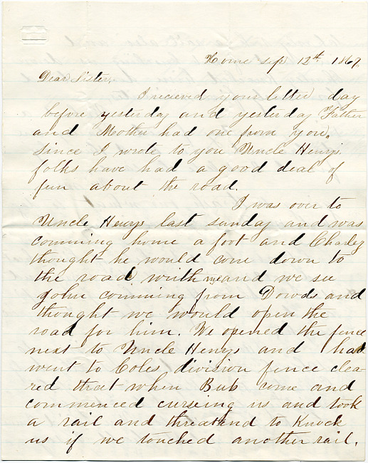 Cathcart Letter : September 12, 1867